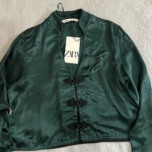 Zara Women's Emerald Satin Blazer